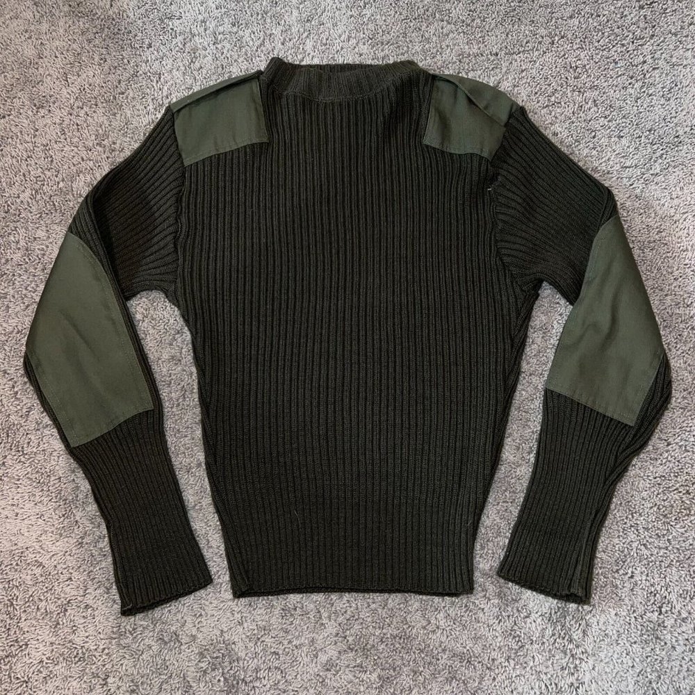 DSCP 100% Wool Military Pullover Sweater Valor Collection Elbow Patches Size 40